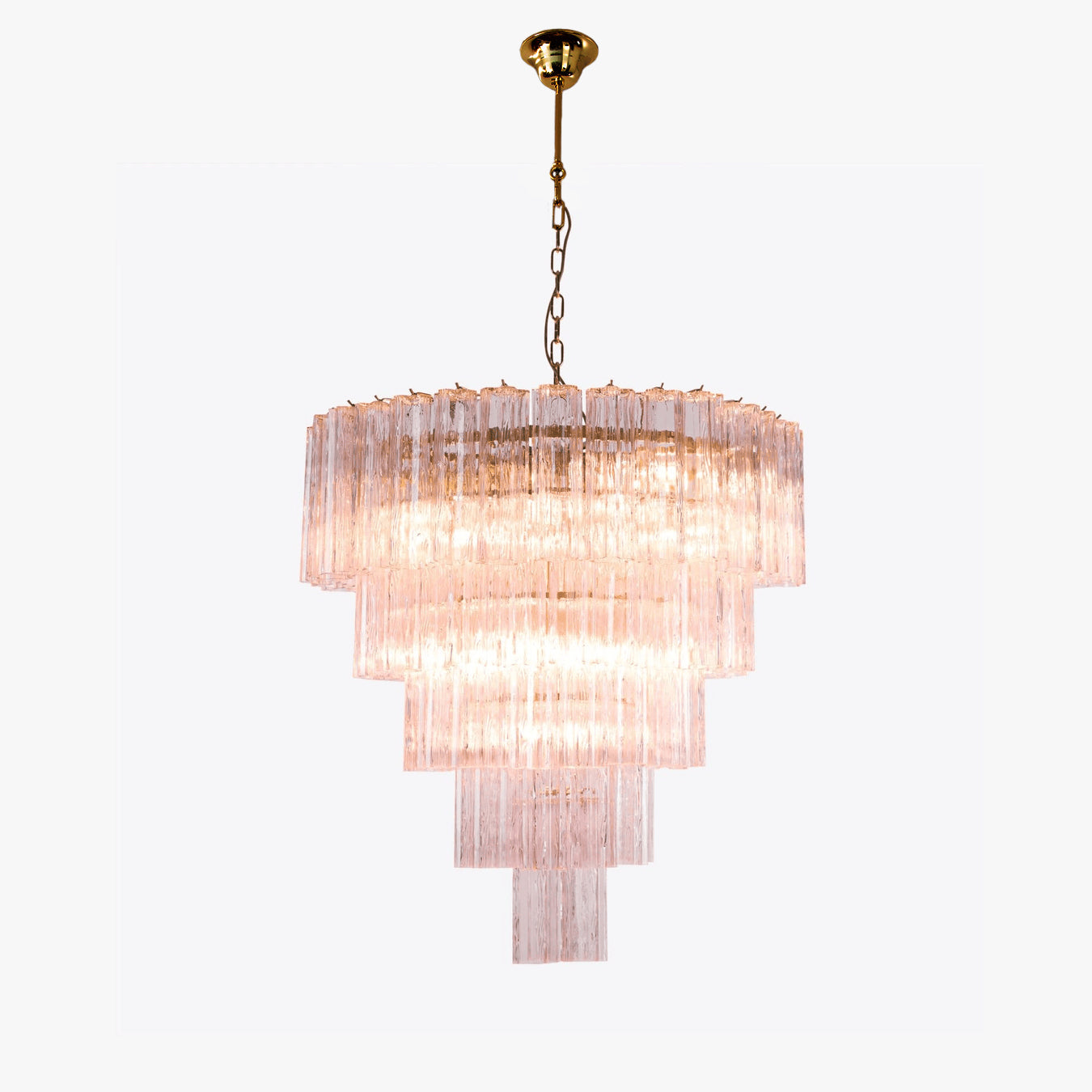 Antizer Luxury Pink Glass Tiered Chandelier