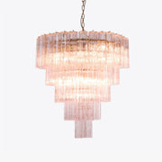 Antizer Luxury Pink Glass Tiered Chandelier