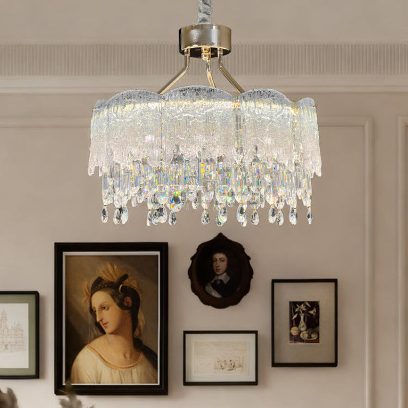Antizer Art Glass Fringe Crystal Chandelier