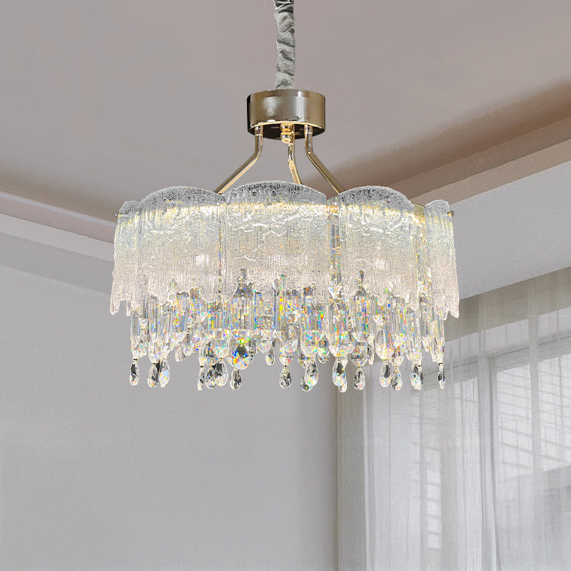 Antizer Art Glass Fringe Crystal Chandelier