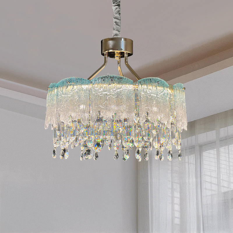 Antizer Art Glass Fringe Crystal Chandelier