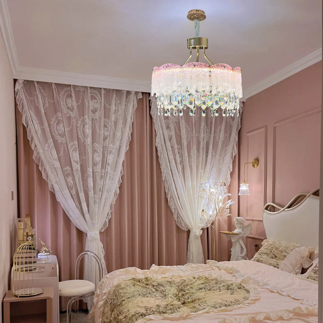 Antizer Art Glass Fringe Crystal Chandelier