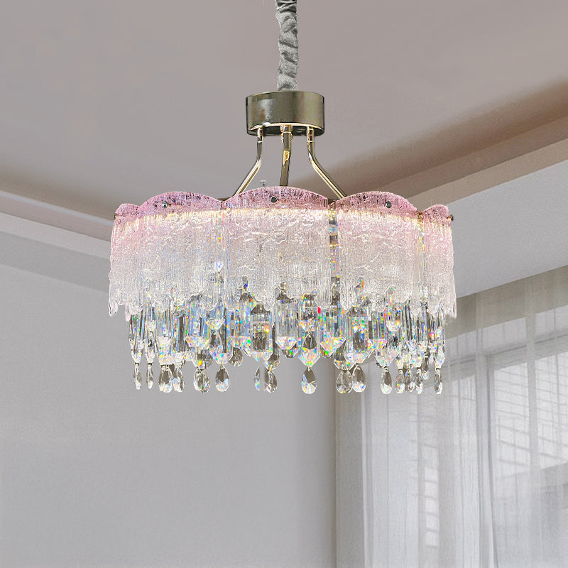 Antizer Art Glass Fringe Crystal Chandelier