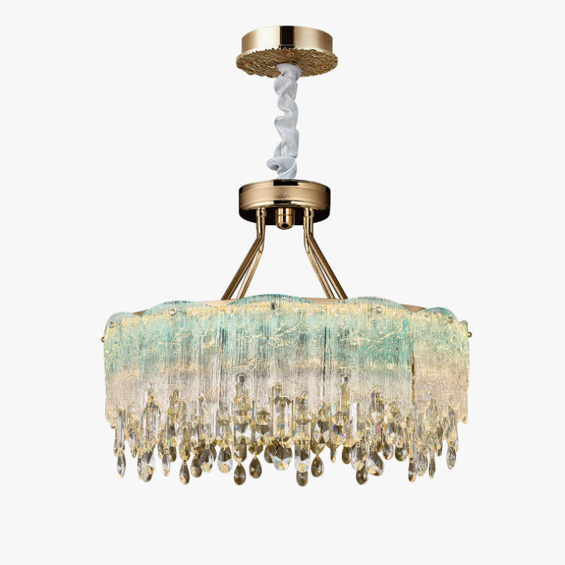 Antizer Art Glass Fringe Crystal Chandelier