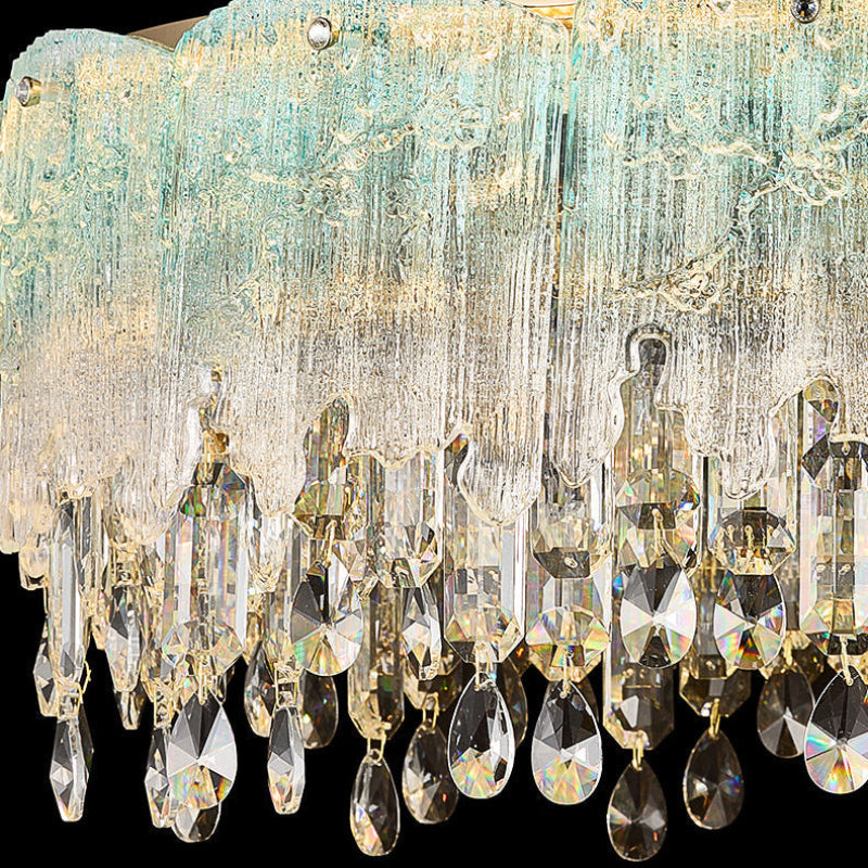 Antizer Art Glass Fringe Crystal Chandelier