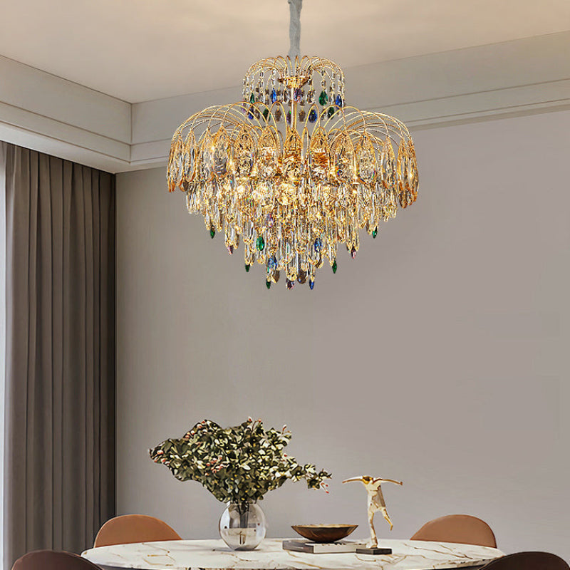 Antizer Luxury Crystal Tiered Chandelier