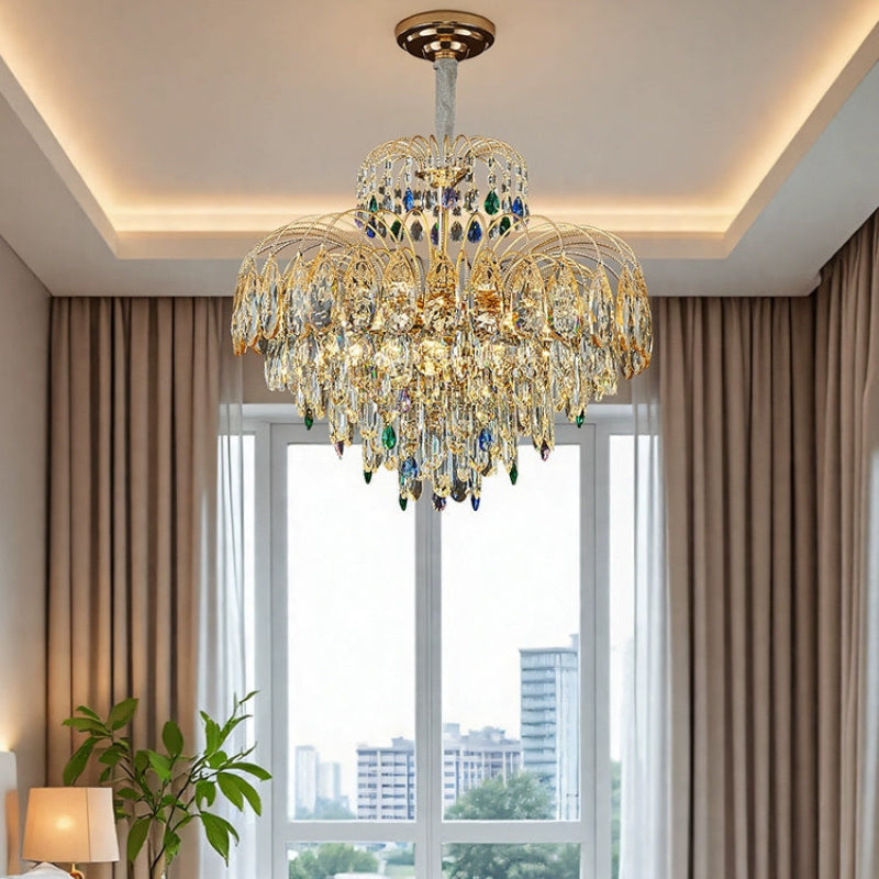 Antizer Luxury Crystal Tiered Chandelier