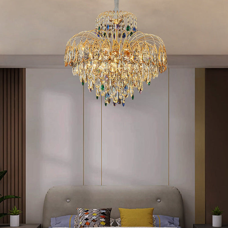 Antizer Luxury Crystal Tiered Chandelier
