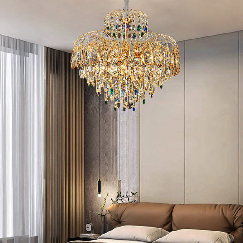Antizer Luxury Crystal Tiered Chandelier