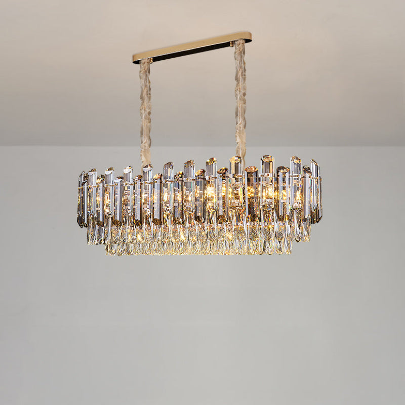 Antizer Modern Luxury Smoked Crystal Tiered Chandelier