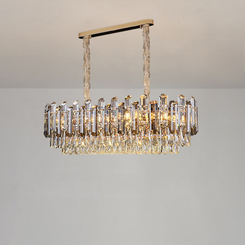 Antizer Modern Luxury Smoked Crystal Tiered Chandelier