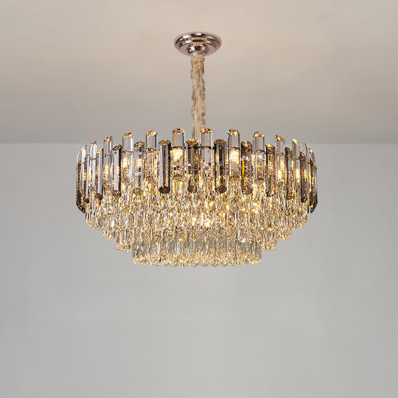 Antizer Modern Luxury Smoked Crystal Tiered Chandelier