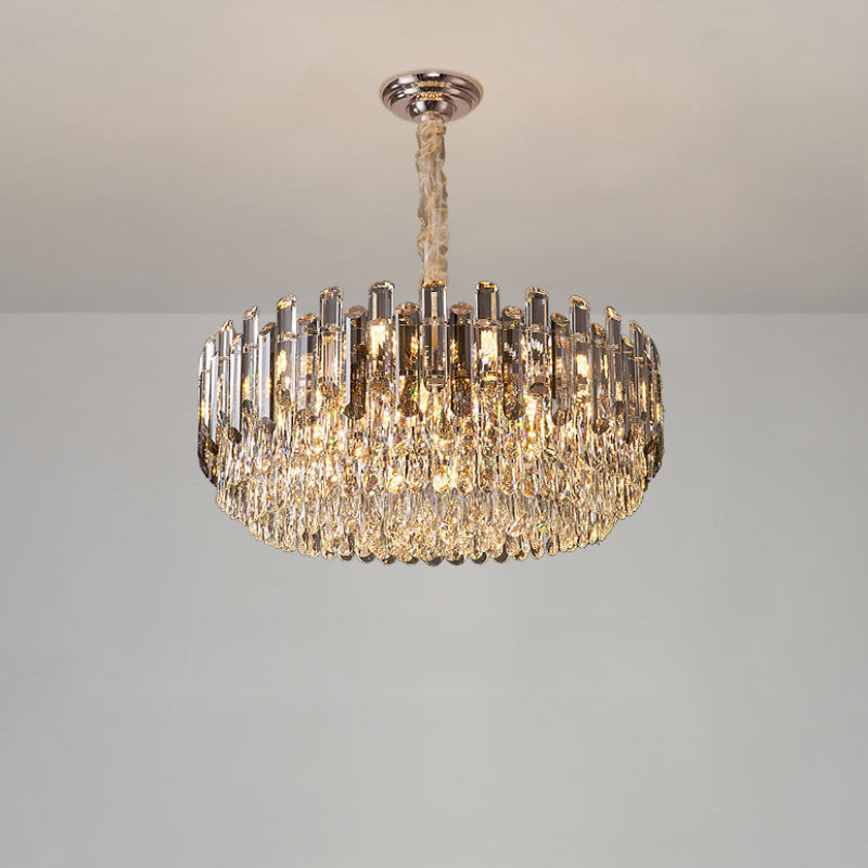 Antizer Modern Luxury Smoked Crystal Tiered Chandelier