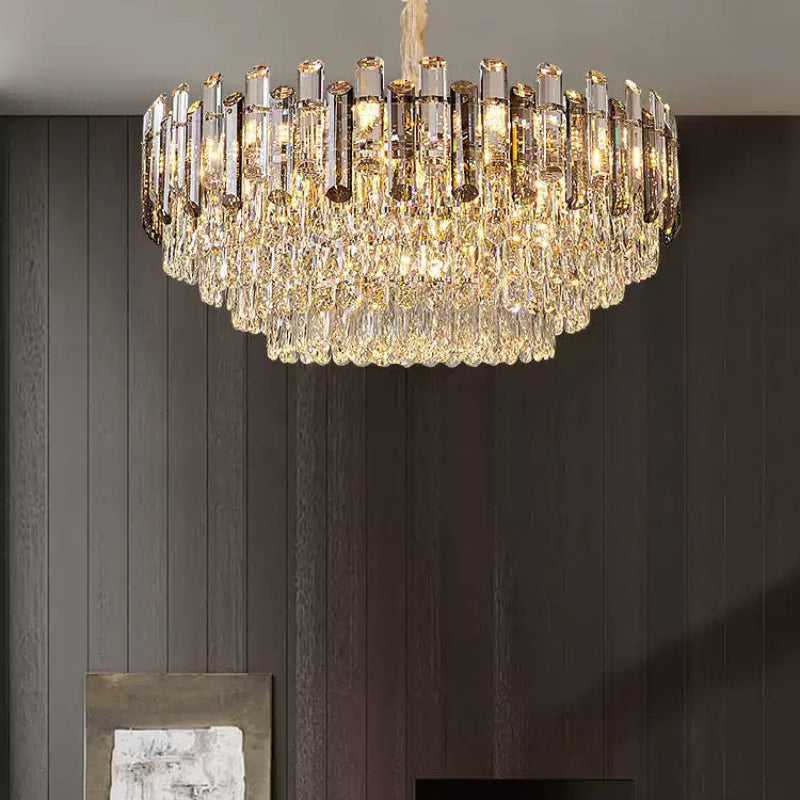 Antizer Modern Luxury Smoked Crystal Tiered Chandelier