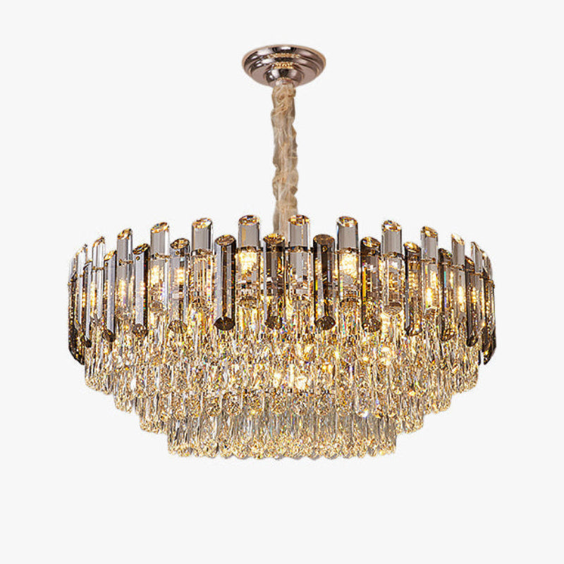 Antizer Modern Luxury Smoked Crystal Tiered Chandelier