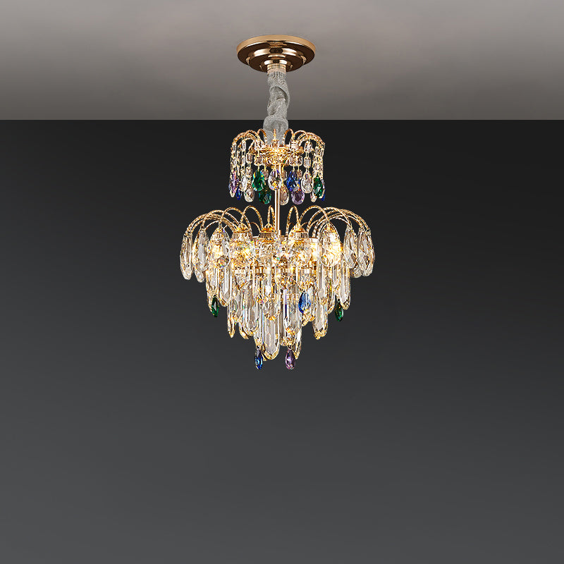 Antizer Luxury Small Crystal Tiered Chandelier