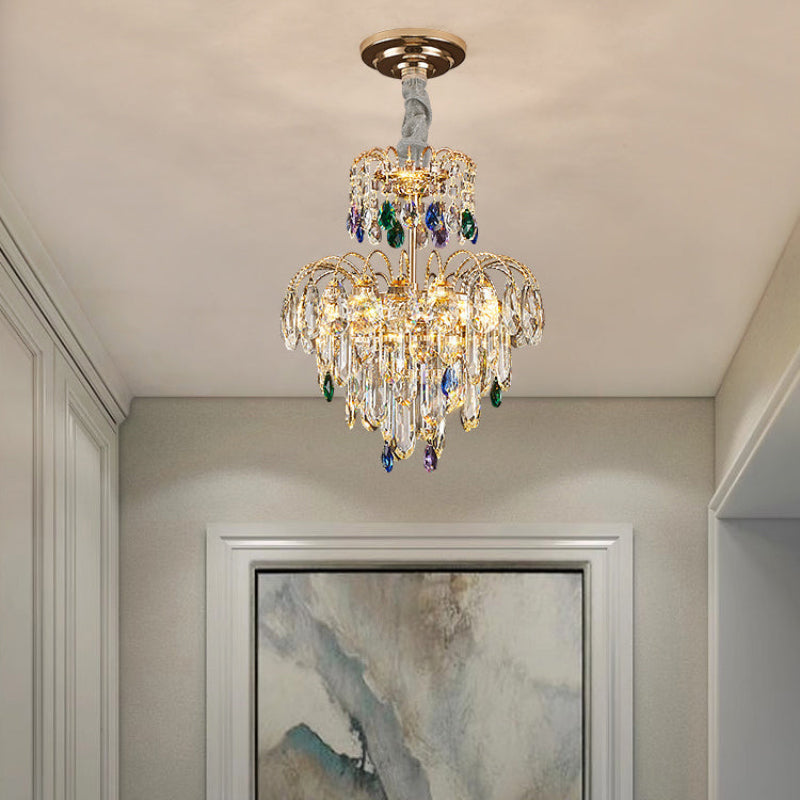 Antizer Luxury Small Crystal Tiered Chandelier