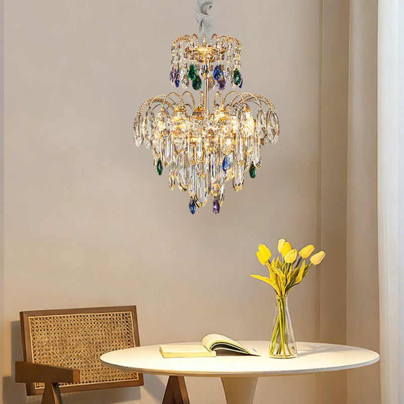 Antizer Luxury Small Crystal Tiered Chandelier