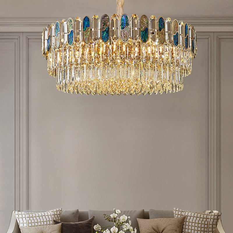 Antizer Luxury Shell Round Crystal Chandelier