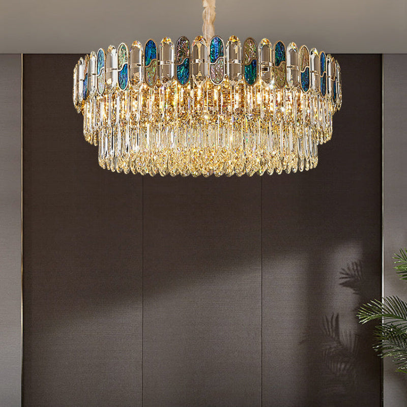Antizer Luxury Shell Round Crystal Chandelier