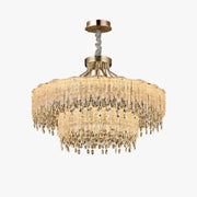 Antizer Modern Gold Fringe Crystal Chandelier