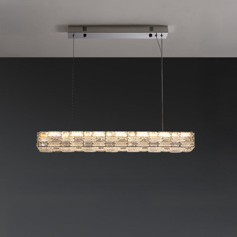 Antizer Modern Linear Rectangular Crystal Chandelier