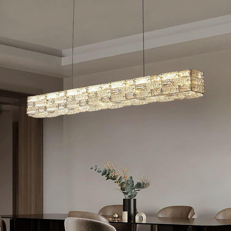 Antizer Modern Linear Rectangular Crystal Chandelier
