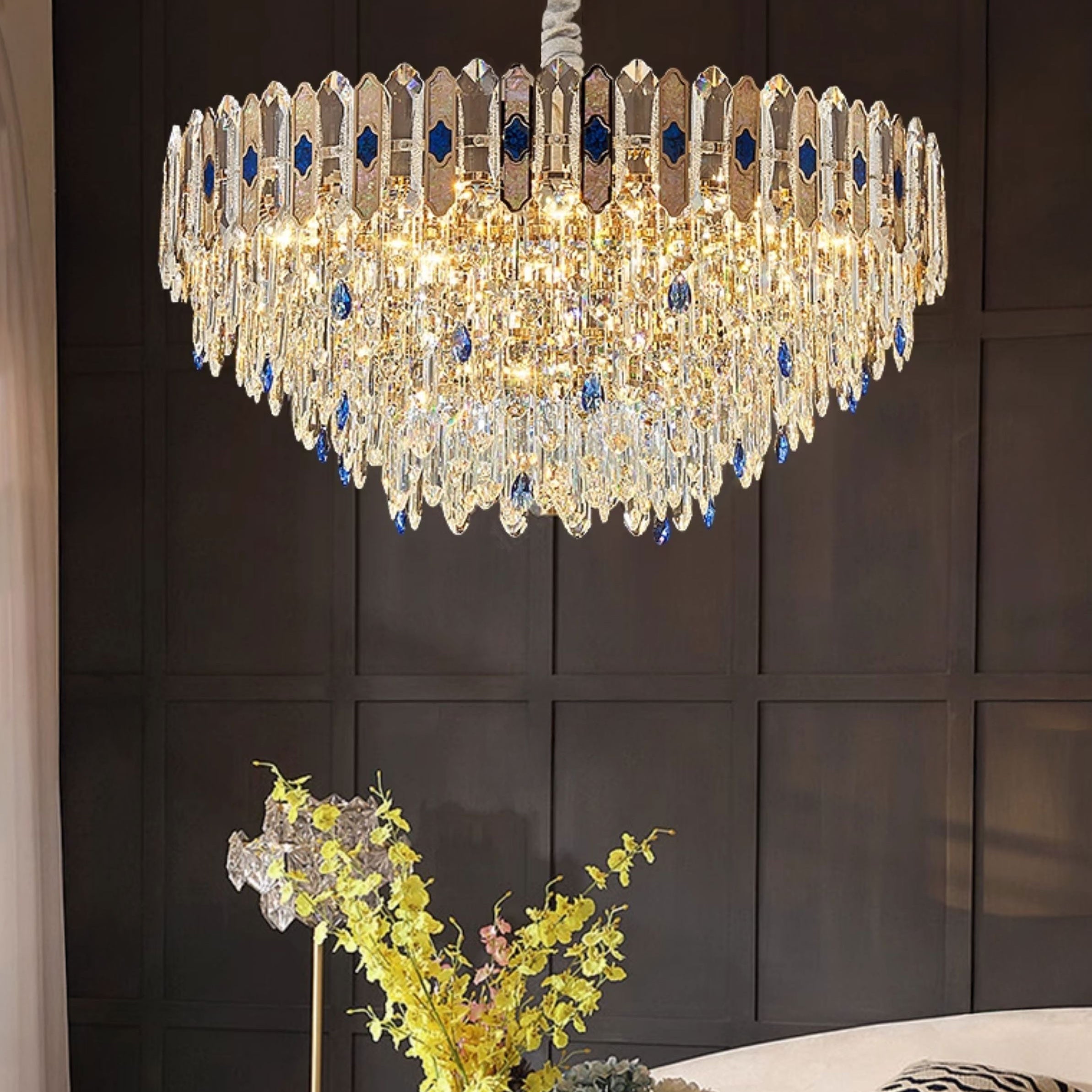 Antizer Luxury Tiered Round/Oval Crystal Chandelier