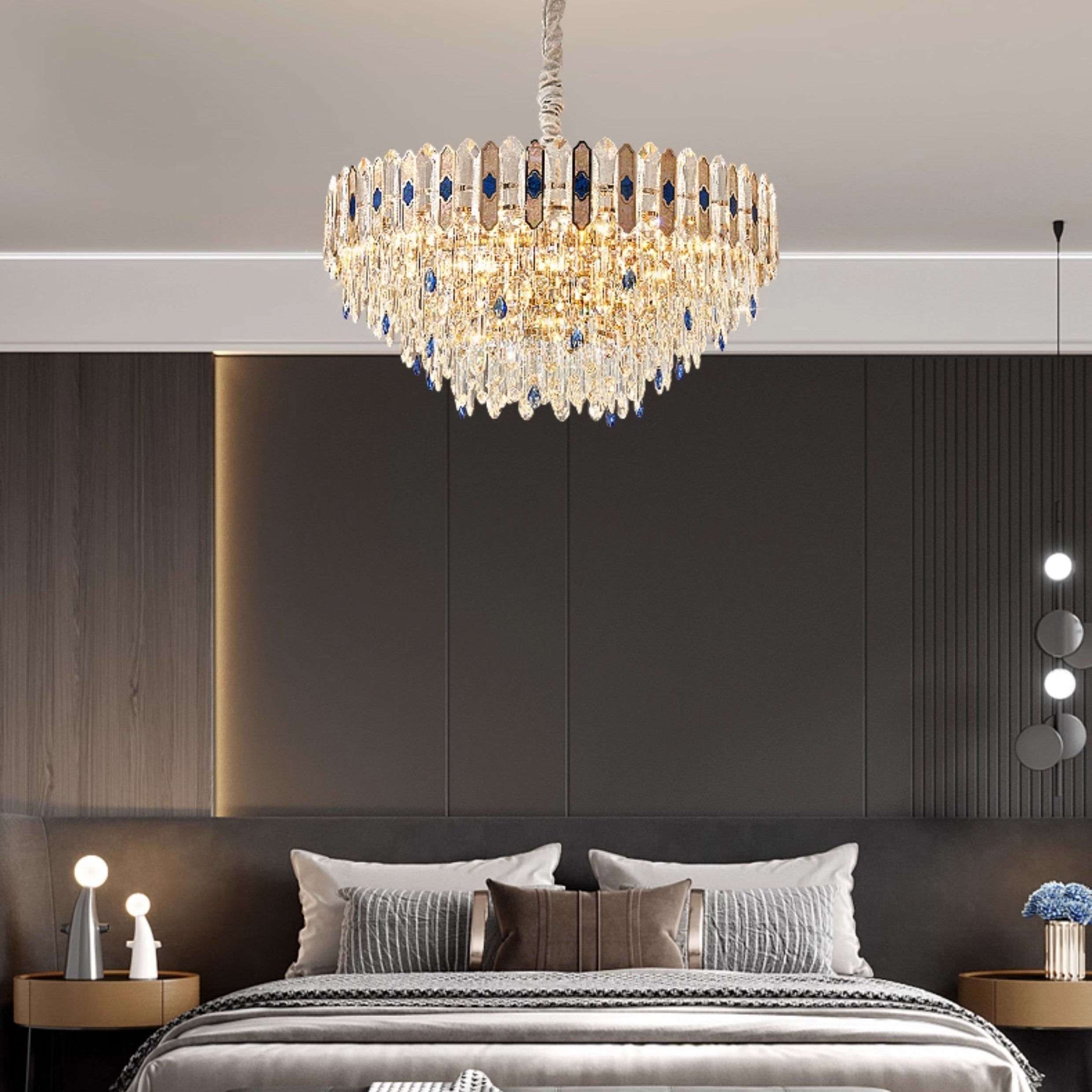 Antizer Luxury Tiered Round/Oval Crystal Chandelier