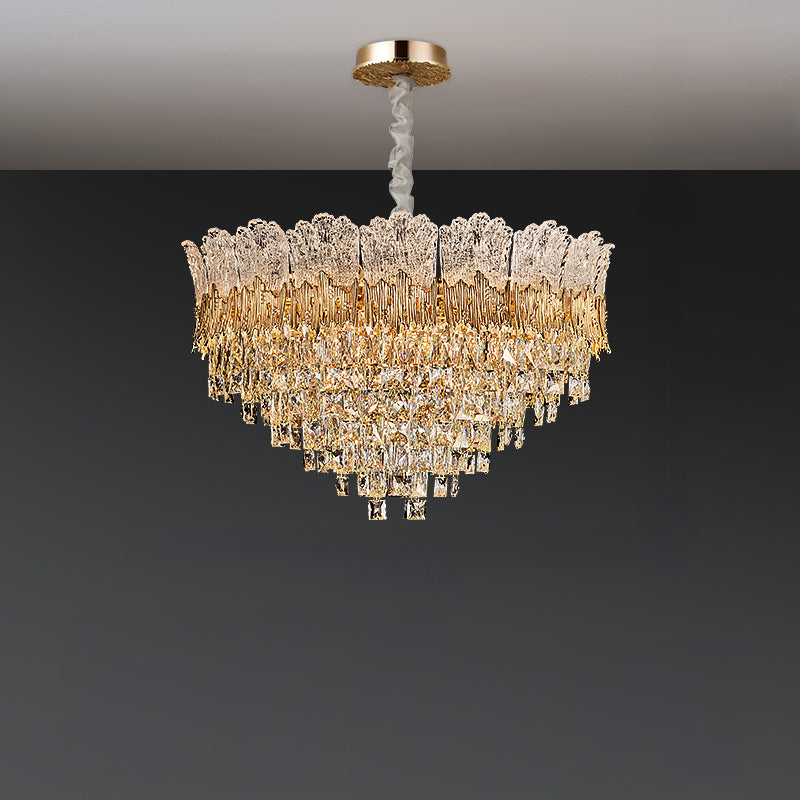 Antizer Luxury Art Tiered Crystal Chandelier