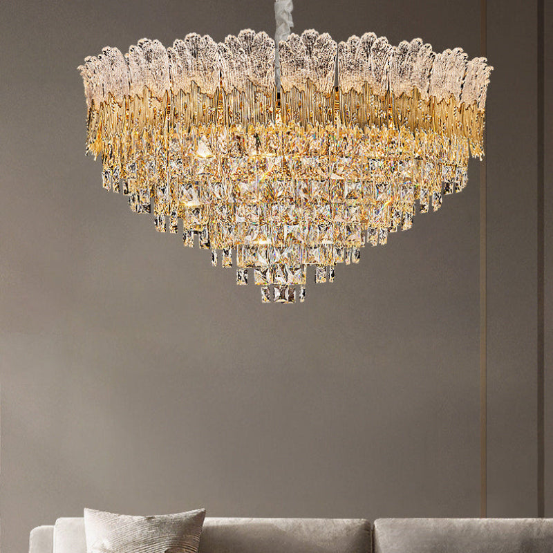 Antizer Luxury Art Tiered Crystal Chandelier