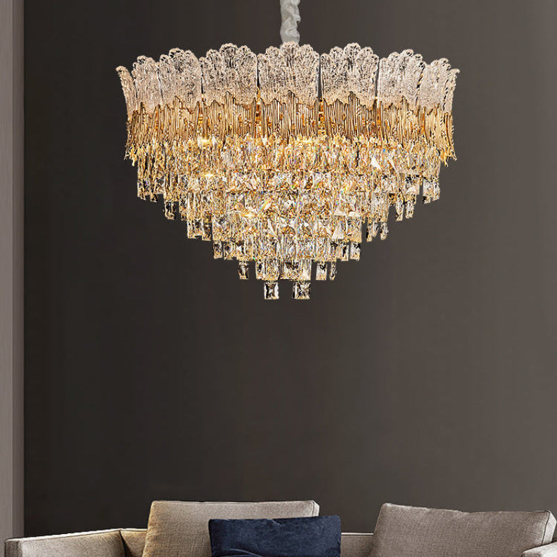 Antizer Luxury Art Tiered Crystal Chandelier