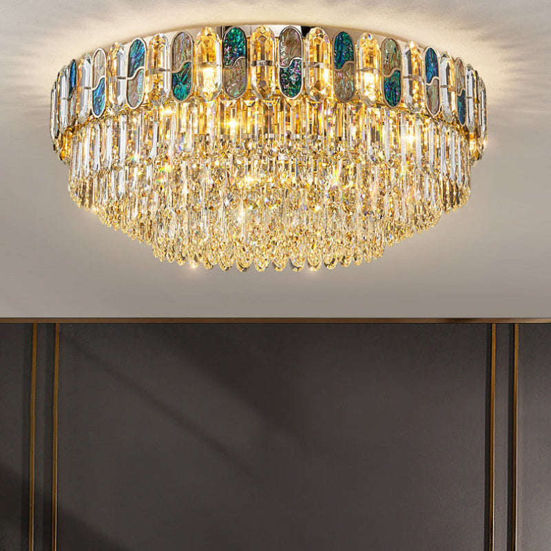 Antizer Luxury Shell Round Crystal Ceiling Light