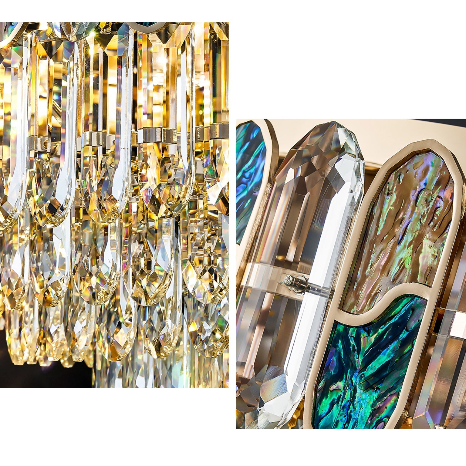 Antizer Luxury Shell Round Crystal Ceiling Light