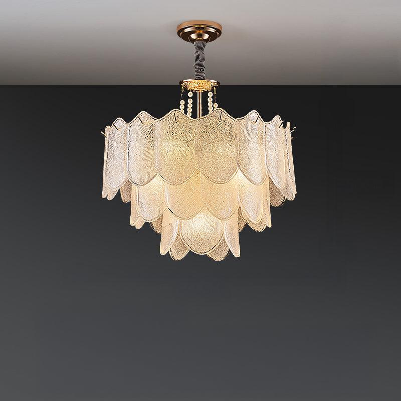 Antizer Modern Tiered Texture Glass Chandelier