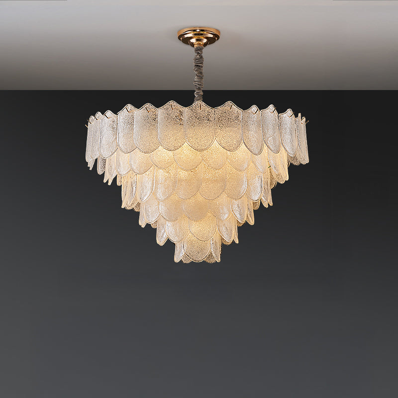 Antizer Modern Tiered Texture Glass Chandelier