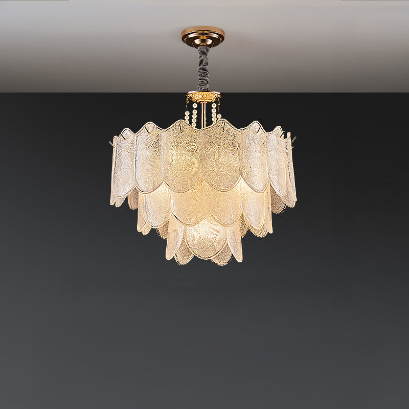 Antizer Modern Tiered Texture Glass Chandelier