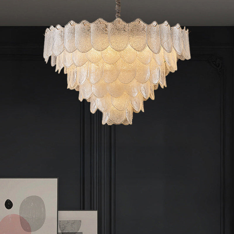 Antizer Modern Tiered Texture Glass Chandelier
