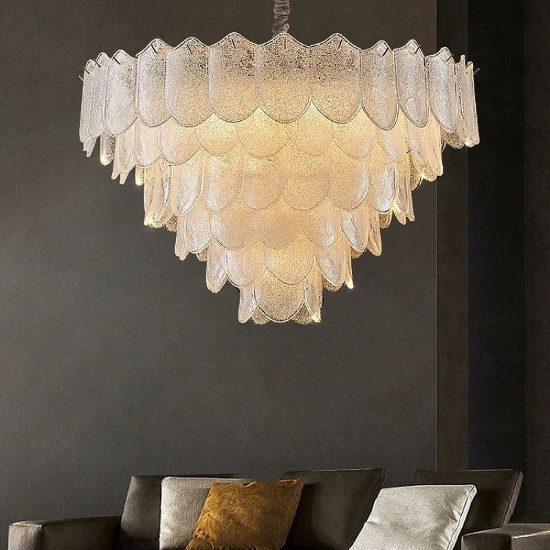 Antizer Modern Tiered Texture Glass Chandelier