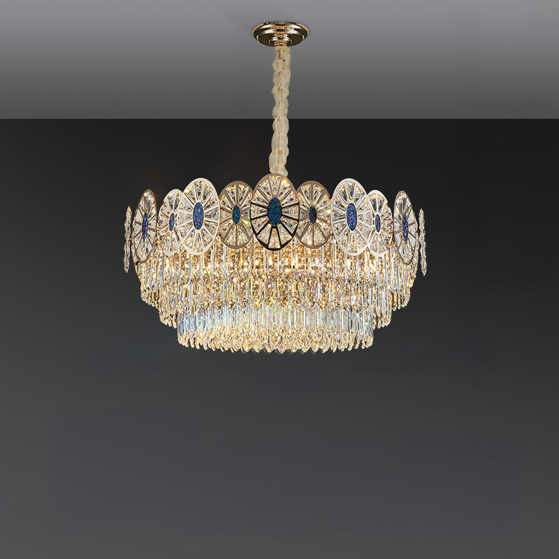Antizer Modern Luxury Tiered Shell Crystal Chandelier