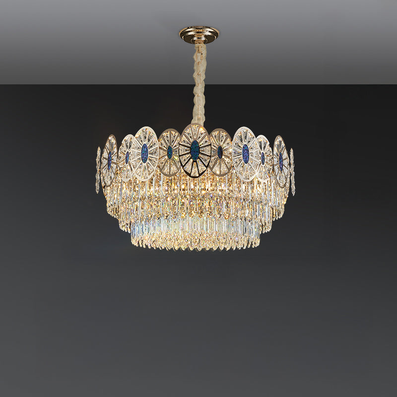 Antizer Modern Luxury Tiered Shell Crystal Chandelier