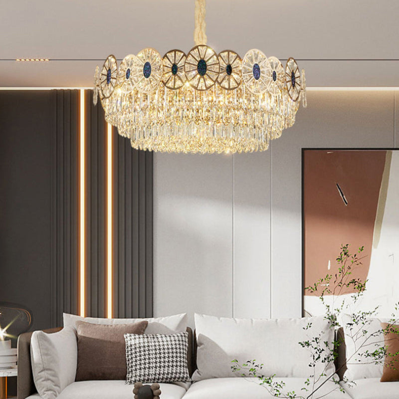 Antizer Modern Luxury Tiered Shell Crystal Chandelier