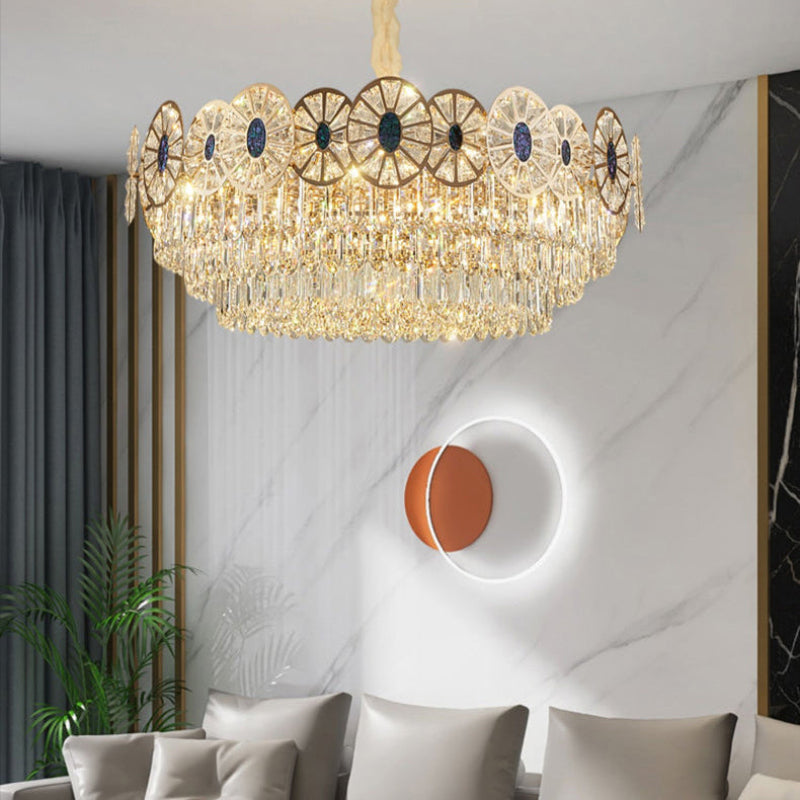 Antizer Modern Luxury Tiered Shell Crystal Chandelier