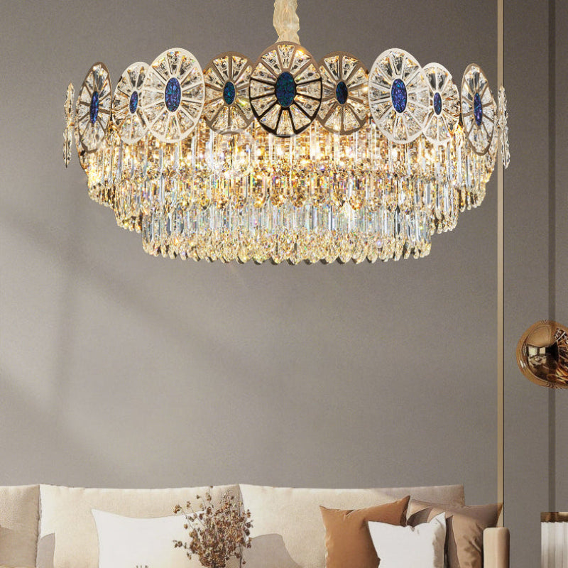 Antizer Modern Luxury Tiered Shell Crystal Chandelier