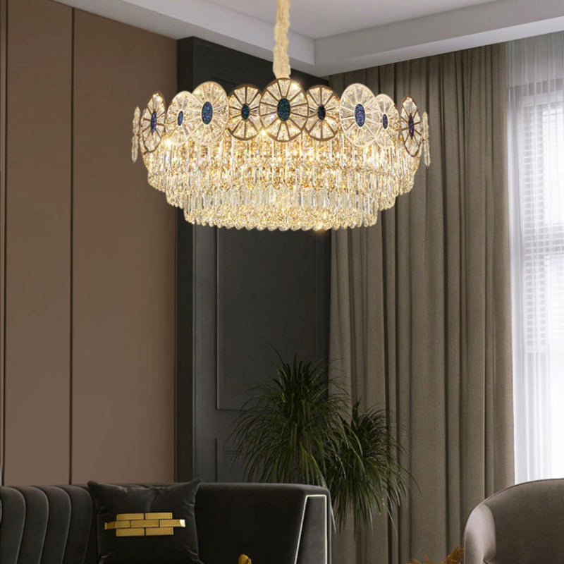 Antizer Modern Luxury Tiered Shell Crystal Chandelier