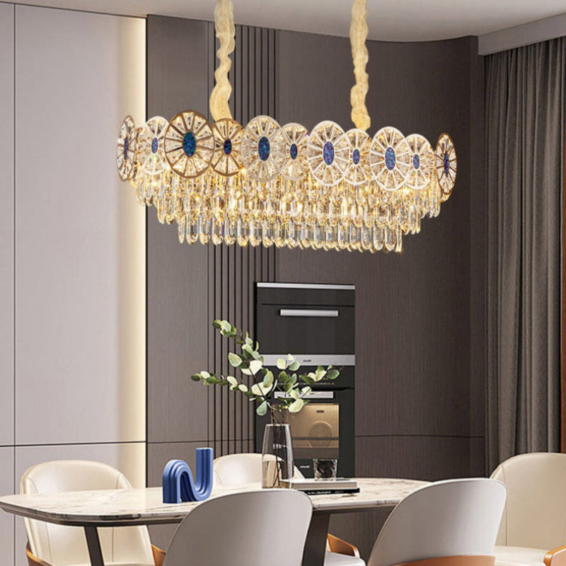 Antizer Modern Luxury Tiered Shell Crystal Chandelier