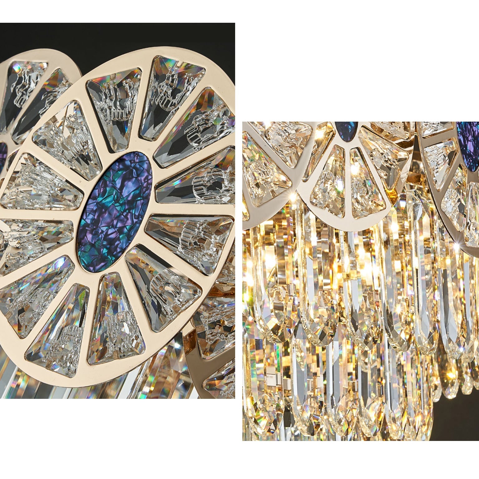 Antizer Modern Luxury Tiered Shell Crystal Chandelier