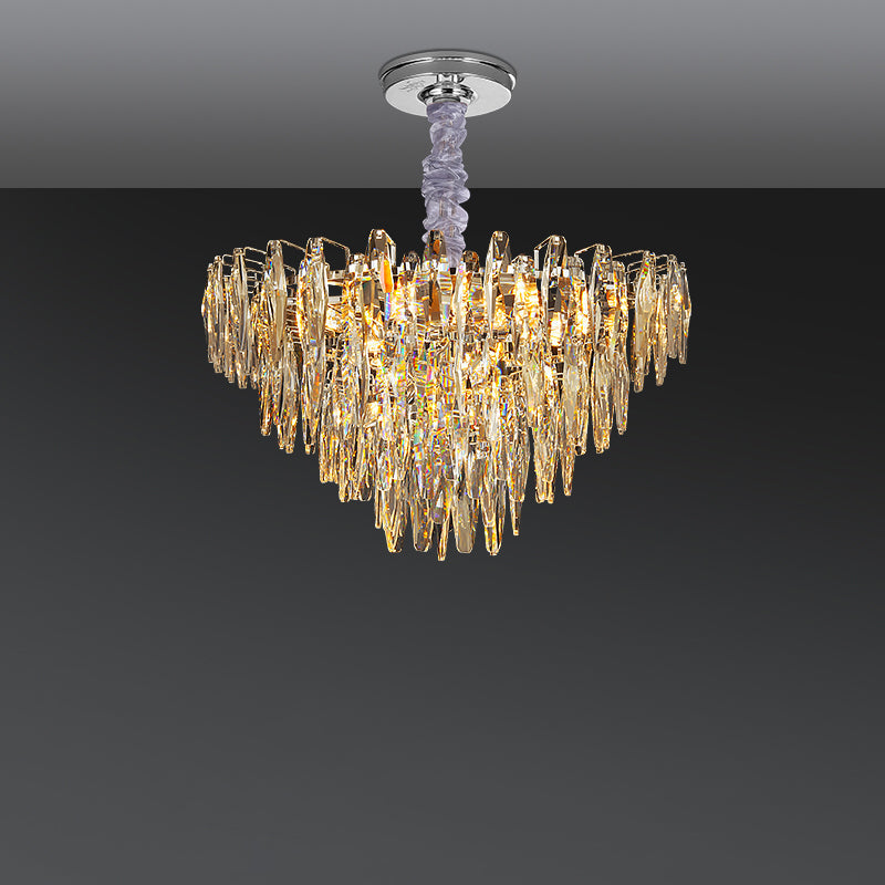 Antizer Modern Art Tiered Crystal Cascade Chandelier