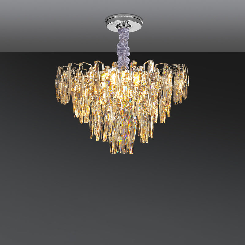Antizer Modern Art Tiered Crystal Cascade Chandelier