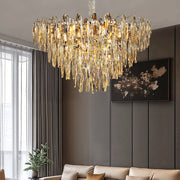 Antizer Modern Art Tiered Crystal Cascade Chandelier